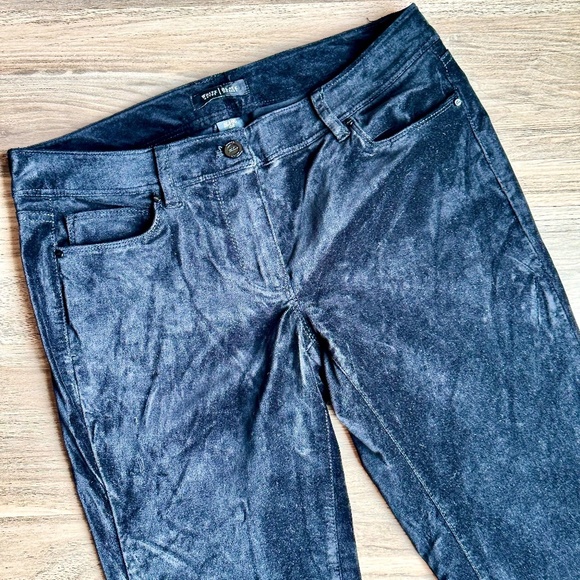 White House Black Market BLANC Velvet Black Bootcut Low Rise Pants Size 4R - Picture 4 of 14